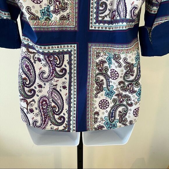 Chicos Blue Paisley Top (0) - Picture 5 of 7